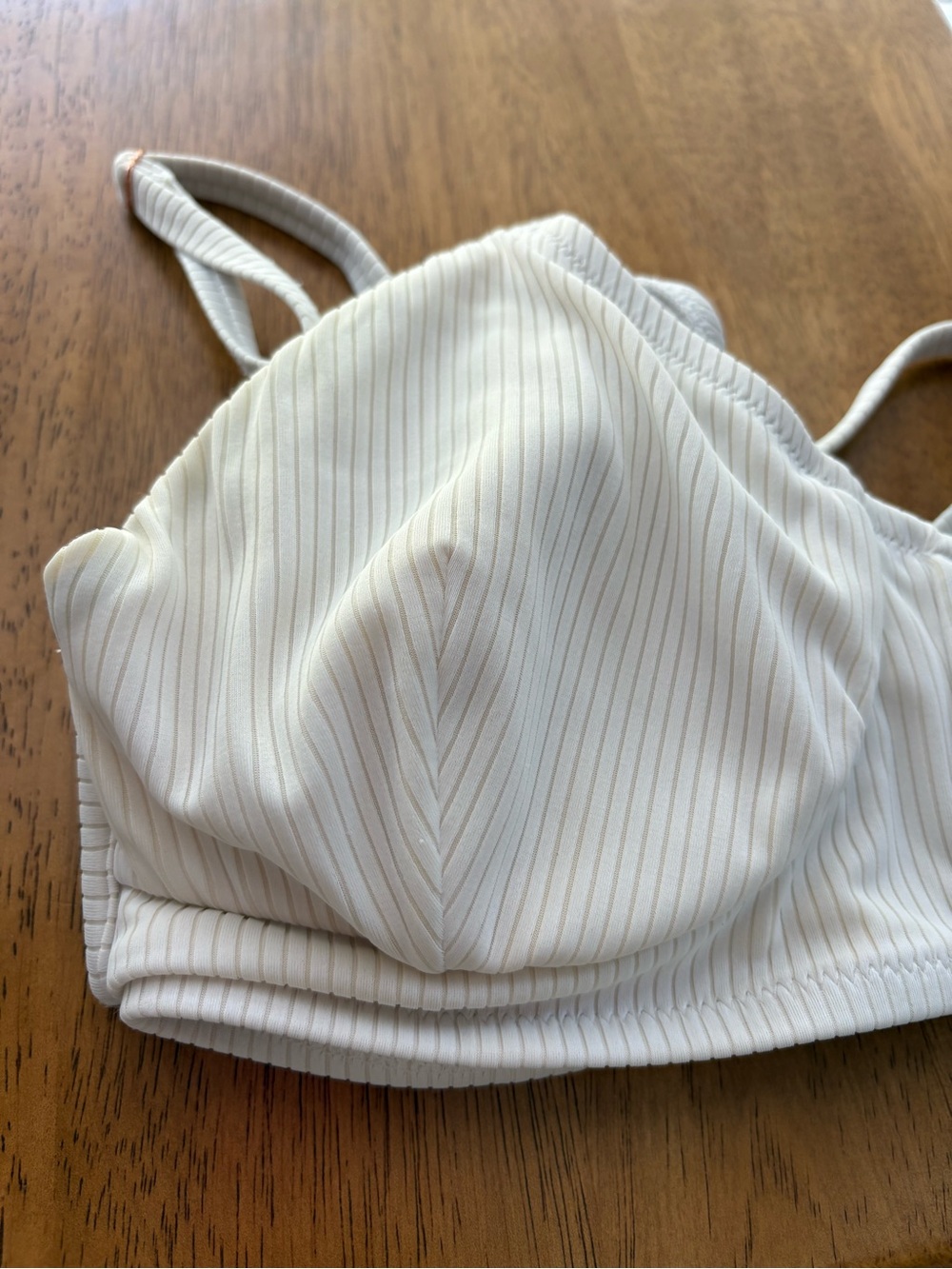 Shade & Shore Cream Ribbed Bikini Top